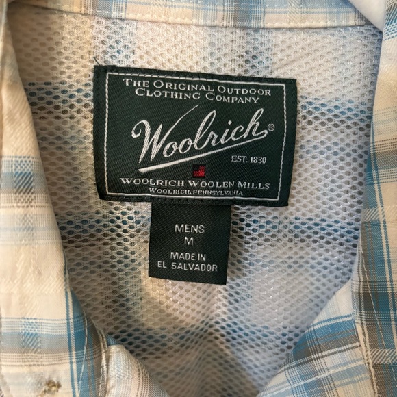 NEW Woolrich Shirt Men’s Small White Blue Grey Ocean Plaid Button Down Shirt - Picture 7 of 10